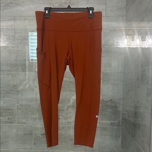 NEW Lululemon Rust Orange High-Waist Leggings with Side Pockets
